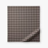 Classic Stripes and Plaids Cool Yarn-Dyed Cotton Percale Flat Bed Sheet - Windowpane Brown, Twin/Twin XL