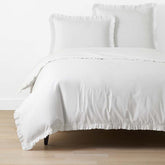 Solid Ruffle Garment Washed Cotton Percale Duvet Cover - White, Twin/Twin XL