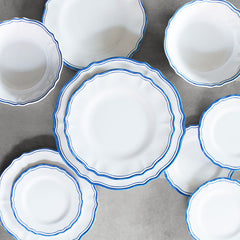 Maison Melamine Appetizer Plates, Set of 4 - White/Blue