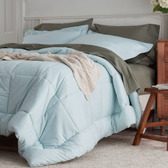 Classic Cool Cotton Percale Comforter - Pale Blue, Full/Queen