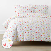 Ditsy Butterflies Classic Cool Organic Cotton Percale Duvet Cover Set - White Multi, Full/Queen