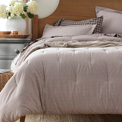 Classic Stripes and Plaids Cool Yarn-Dyed Cotton Percale Comforter - Mini Check Brown, Full