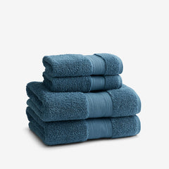 Regal Egyptian Cotton 4-Piece Bath & Hand Towel Set - Ocean Blue