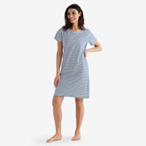 Yarn-Dyed Stripe Pima Cotton Women's Nightgown - Navy/White, XL