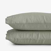 Premium Breathable Washed Linen Solid Pillowcase Set - Moss Green, King