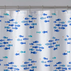 Summer Prints Classic Cool Cotton Percale Shower Curtain - Fish Swim