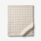 Tailored Stripes and Plaids Premium Breathable Washed Linen Cotton Flat Bed Sheet - Windowpane Dark Brown, Queen
