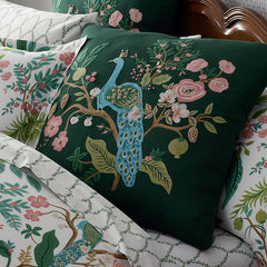 Peacock Decorative Square Pillow Cover - Green Multi