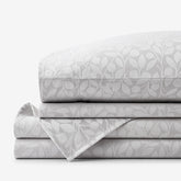 Jacquard Leaf Yarn-Dyed Premium Smooth Supima® Cotton Wrinkle-Free Sateen Bed Sheet Set - Light Gray, King