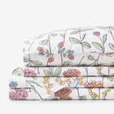 Garden Mirage Classic Cool Cotton Percale Bed Sheet Set - White Multi, Twin