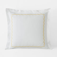 Scallop Embroidered Premium Cool Egyptian Percale Sham - Yellow, Euro