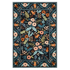 Les Fleur Wool Rug - Black, 3' 6" x 5' 6"