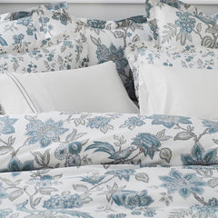 Sonita Premium Smooth Sateen Flat Bed Sheet - Blue/Ivory, Full