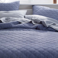 Waffle Quilted Sham - Denim Blue, Euro