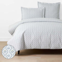 Tira Floral Classic Cool Cotton Percale Duvet Cover - Flower Green, Full/Queen