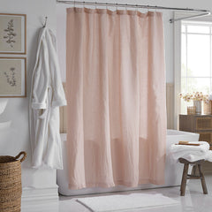 Premium Breathable Washed Linen Solid Shower Curtain - Rose Smoke