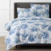 Floral Grove Premium Smooth Wrinkle-Free Sateen Duvet Cover - Dusty Blue, King/Cal. King