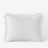 Embroidered Scallop Classic Smooth Sateen Solid Sham - Ivory, King