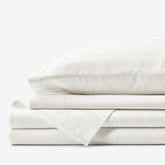 Dobby Stripe Classic Smooth Wrinkle-Free Sateen Bed Sheet Set - Cream, King