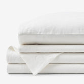 Premium Breathable Washed Linen Solid Bed Sheet Set - White, King