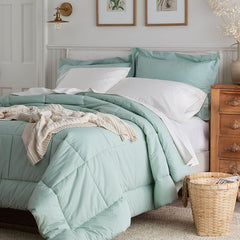 Classic Cool Cotton Percale Comforter - Sea Mist, Full/Queen