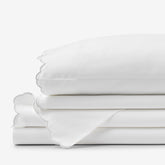 Embroidered Scallop Classic Smooth Sateen Solid Bed Sheet Set - Light Gray, Twin XL