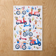 Seasonal Printed Tea Towels, Set of 2 - Wheels