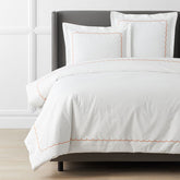 Scallop Embroidered Premium Cool Egyptian Percale Duvet Cover - Melon, Full/Queen