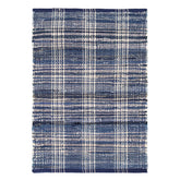 Denim Plaid Handwoven Cotton Rug - Denim, 2' x 3'