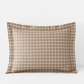 Classic Stripes and Plaids Cool Yarn-Dyed Cotton Percale Sham - Windowpane Taupe, King