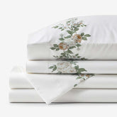 Blooming Melody Border Premium Smooth Wrinkle-Free Sateen Bed Sheet Set - White Multi, King