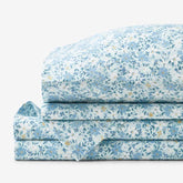 Joyful Floral Classic Smooth Sateen Bed Sheet Set - Blue, Full
