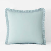 Solid Ruffle Garment Washed Cotton Percale Sham - Cloud Blue, Euro