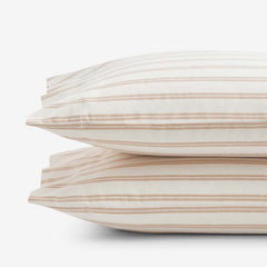 Tailored Stripes and Plaids Classic Cool Cotton Percale Pillowcase Set - Narrow Stripe Gold, King