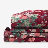 Dahlia Classic Cool Cotton Percale Bed Sheet Set - Dark Red, Full