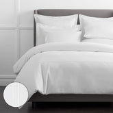 Dorset Stripe Luxe Smooth Egyptian Cotton Sateen Duvet Cover - White, King/Cal King