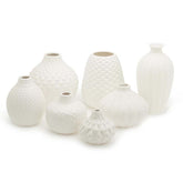 Textured Ceramic Vases, Set of 7 - White
