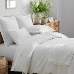 Embroidered Scallop Classic Cool Cotton Percale Duvet Cover - White, Full/Queen
