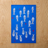 Seasonal Printed Tea Towels, Set of 2 - Fish Swim