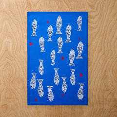 Seasonal Printed Tea Towels, Set of 2 - Fish Swim