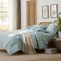 Solid Garment Washed Cotton Percale Comforter - Cloud Blue, Twin/Twin XL