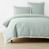 Solid Border Classic Cool Cotton Percale Duvet Cover - Sea Mist, Full