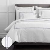 Dorset Stripe Luxe Smooth Egyptian Cotton Sateen Duvet Cover - Blue, Full