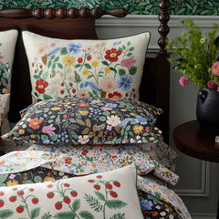 Strawberry Fields Decorative Square Pillow Cover - Cream Multi