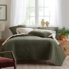 Waffle Quilt - Olive, Twin/Twin XL