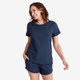 Pima Cotton Women's Shorts Set - Navy, S