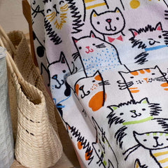 Cotton Terry Beach Towel - Cats