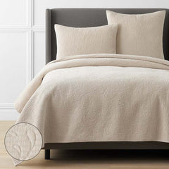 Tinsley Leaf Quilt - Beige Tan, King/Cal. King