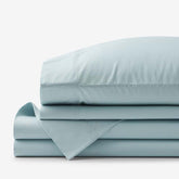Solid Garment Washed Cotton Percale Bed Sheet Set - Cloud Blue, Twin XL