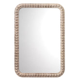 Wood Beaded Mirror - White, Rectangle